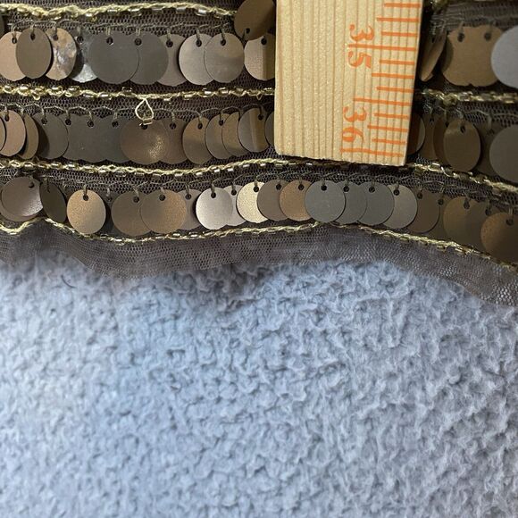 New BCBG Sequin Gold NYE Bronze Iman Mini Dress Small Coin Criss Cross Back NWT - Picture 7 of 14